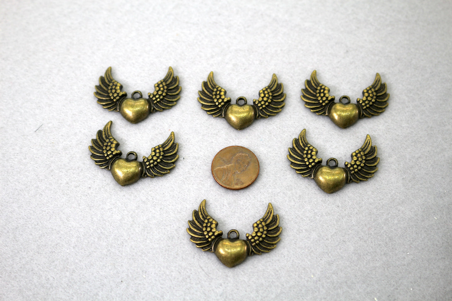 Winged Heart Charms Bundle | Antique Bronze Connectors | Jewelry Making Supplies