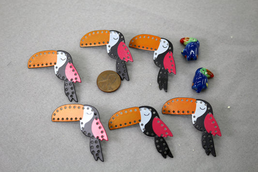Toucan Charms Bundle | Colorful Bird Pendants | Jewelry Making Supplies