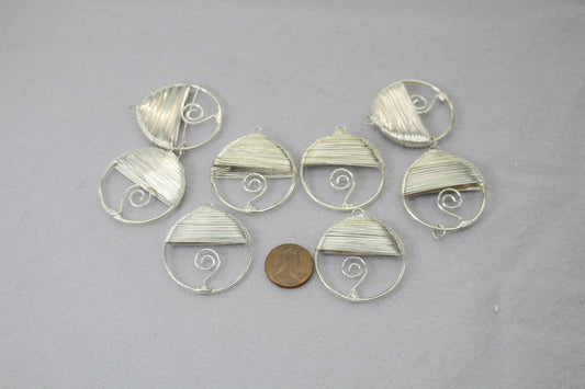 Silver Wire Circle Pendants | Modern Jewelry Components | Minimalist Charm Set