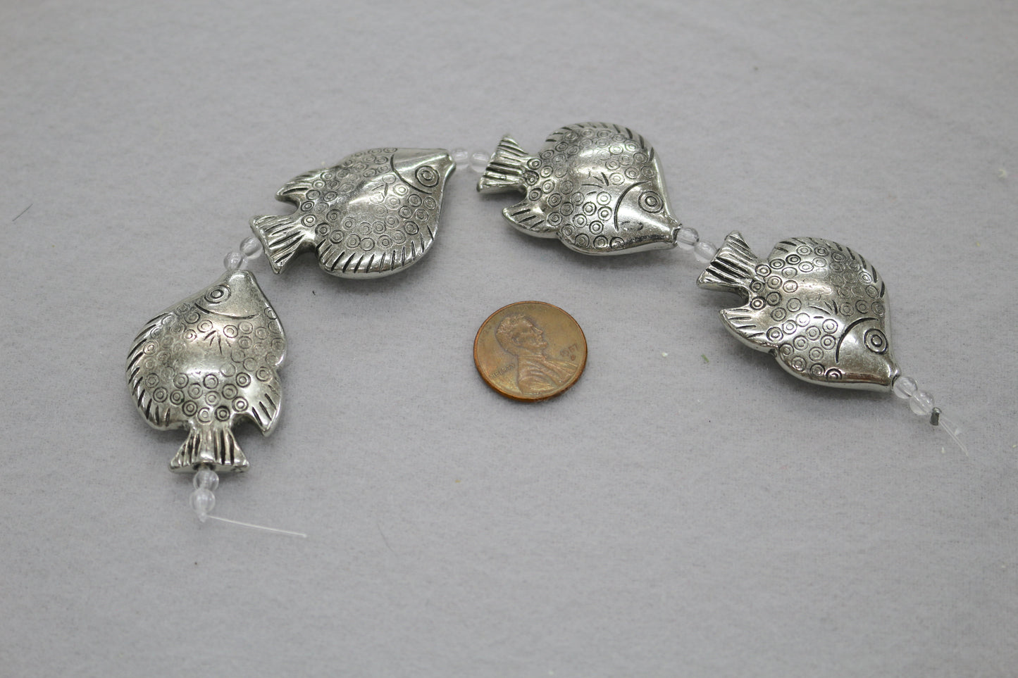 Large Silver Fish Beads | Statement Jewelry Supplies | Nautical Craft