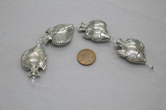 Large Silver Fish Beads | Statement Jewelry Supplies | Nautical Craft
