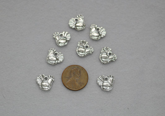 Rooster Charms | Silver Farmhouse Charms | Chicken Jewelry Making Supply