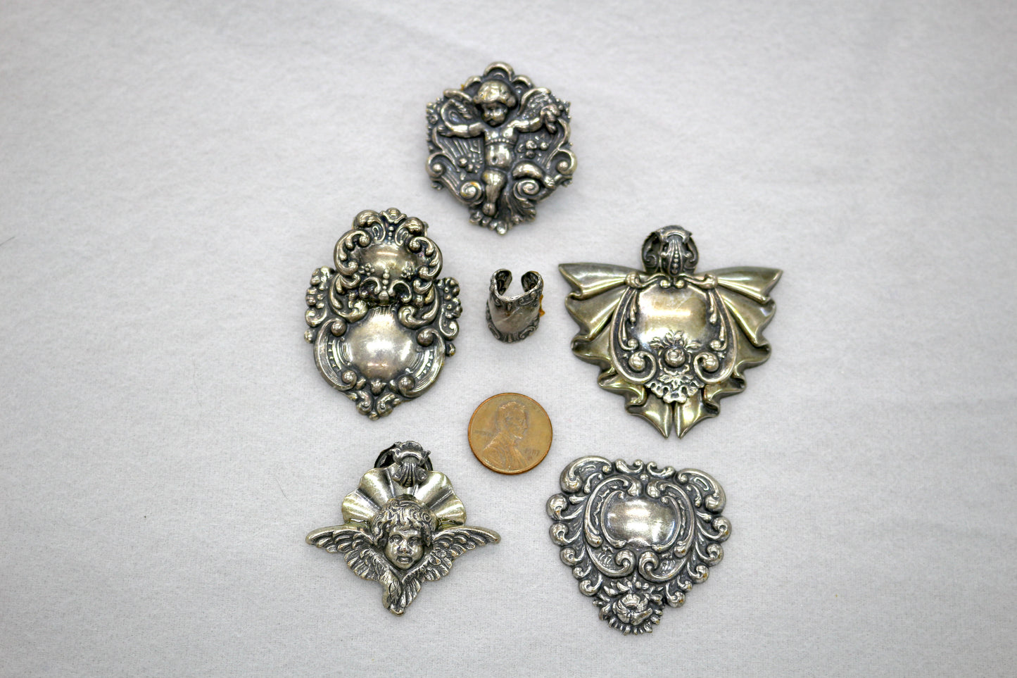 Ornate Silver Findings Bundle | Cherub & Baroque Metal Pieces | Jewelry and Mixed Media Supply