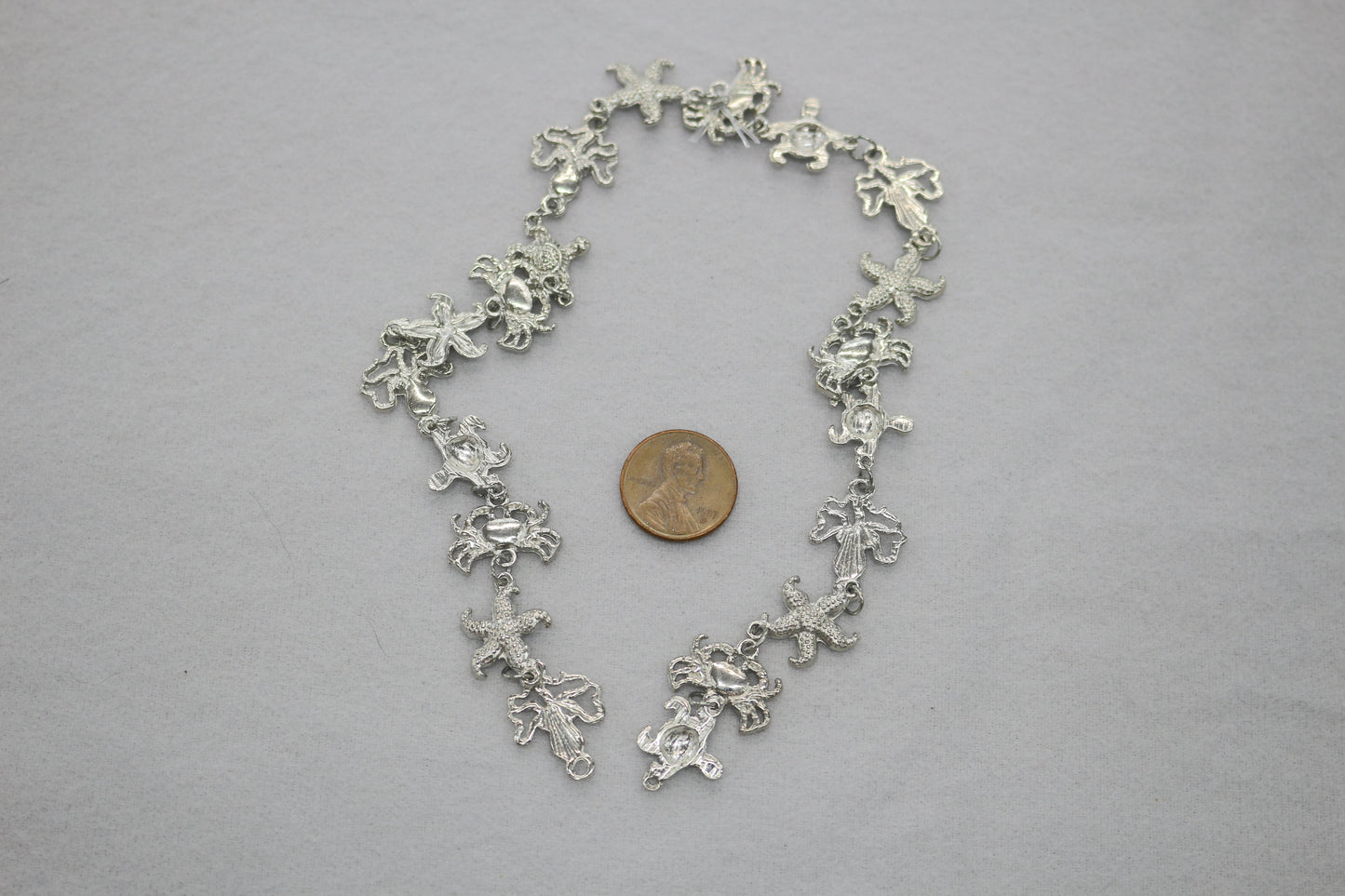 Ocean Charm Bracelet | Sea Life Jewelry | Silver Starfish Turtle Crab Bracelet