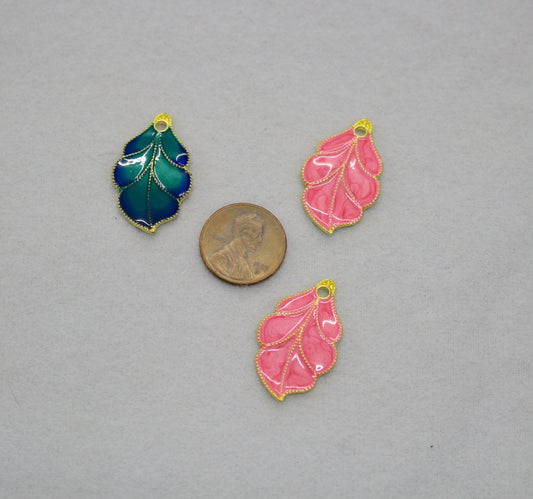 Enamel Leaf Charms | Colorful Metal Leaves | Jewelry Making Supplies