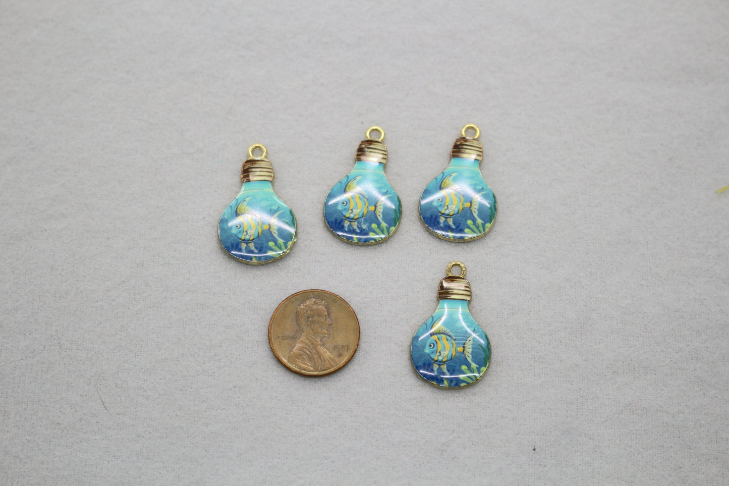 Fish in a Bottle Charms | Ocean Theme Enamel Pendants | Nautical Jewelry Supplies