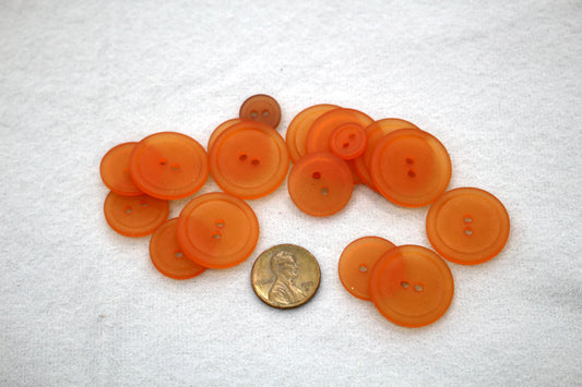 Orange Plastic Buttons – Mixed Size Sewing Lot