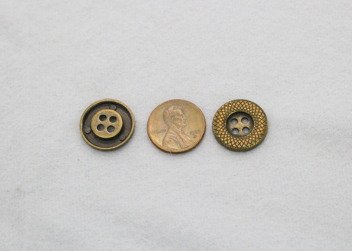 Metal Textured Button Antique Brass Metal Buttons – Textured – Makeropolis