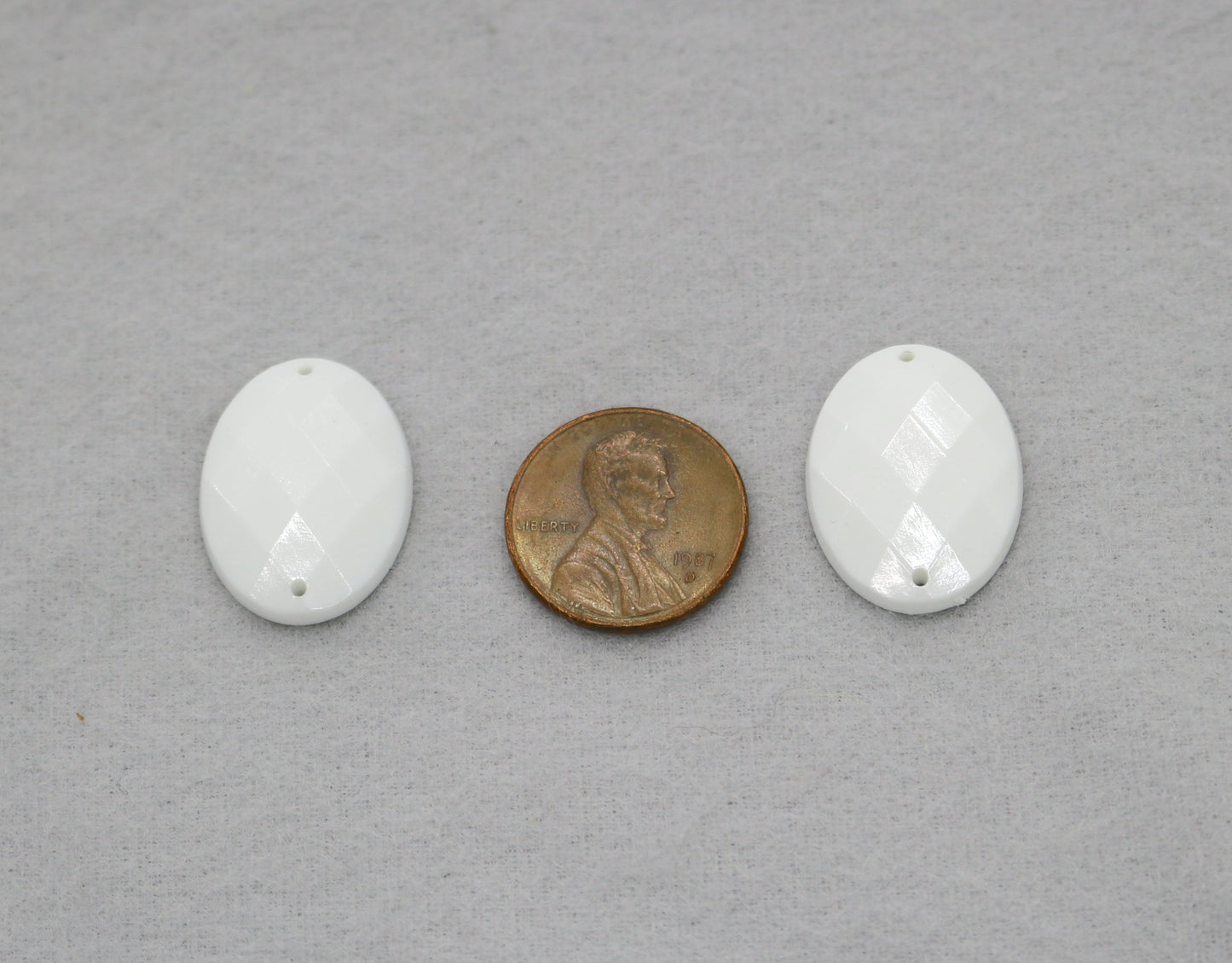 Flat Oval White Beads – 1 Pound Lot