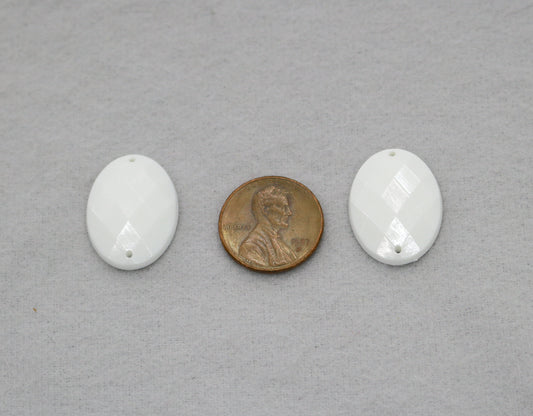 Flat Oval White Beads – 1 Pound Lot