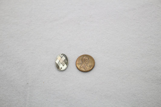 Silver Plastic Faceted Oval Bead