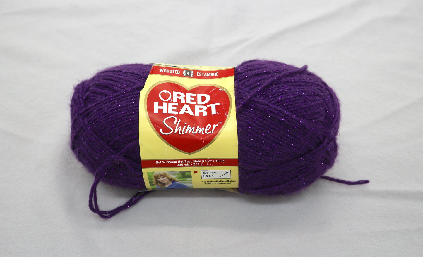Red Heart Shimmer Yarn – Royal Purple Metallic – Worsted Weight Acrylic