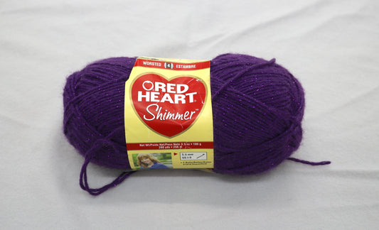 Red Heart Shimmer Yarn – Royal Purple Metallic – Worsted Weight Acrylic