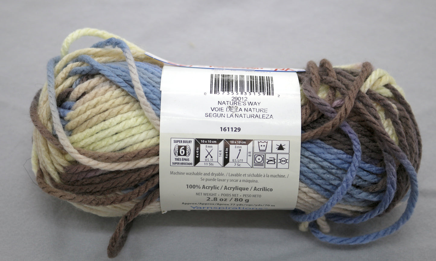 Bernat Softee Chunky Yarn – Variegated Pastel – Bulky Weight – 2.8 oz Skein