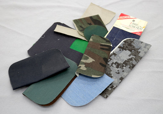 Iron-On Patch Bundle – Camouflage & Solid Fabric Repair Patches – Singer + Misc