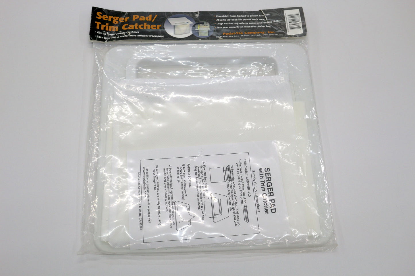Serger Pad Trim Catcher – Foam Backed Mat with Scrap Catch Bag – Fits Most Sergers