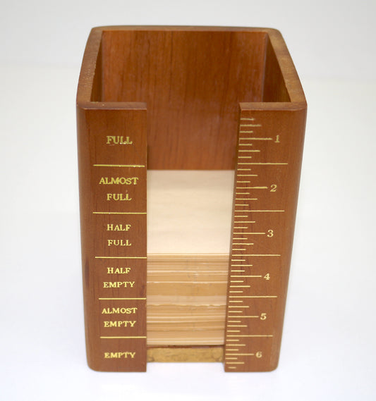 Vintage Wooden Desk Organizer – Paper Pad Holder with Full to Empty Gauge