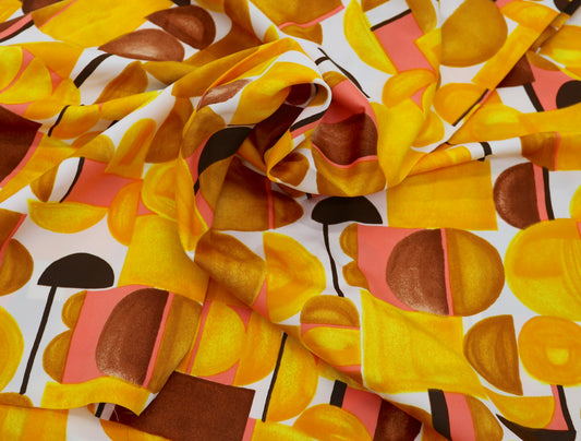 Bold Yellow Print Fabric Soft Nylon Blend 45" x 3.25 yds