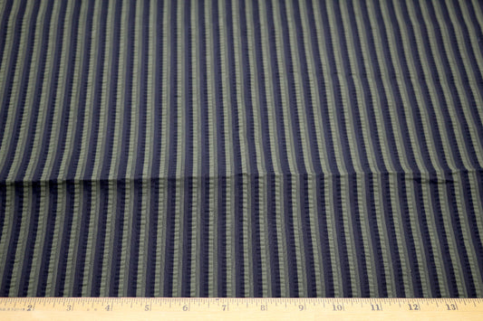 Olive & Black Lines Seersucker Fabric 44" x 1.25 yds