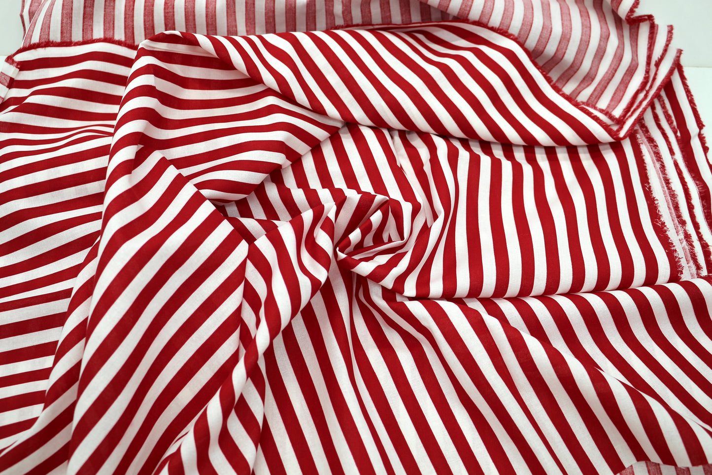 Red & White Striped Cotton Fabric 44"