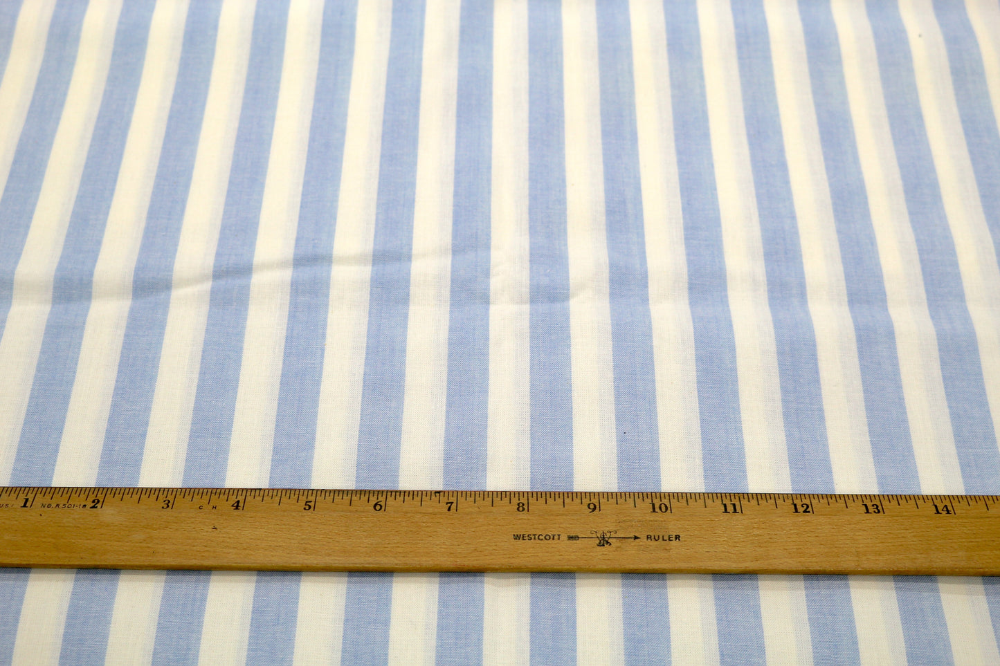 Blue and White Wide Striped Cotton Fabric 62" x 2.5 yds
