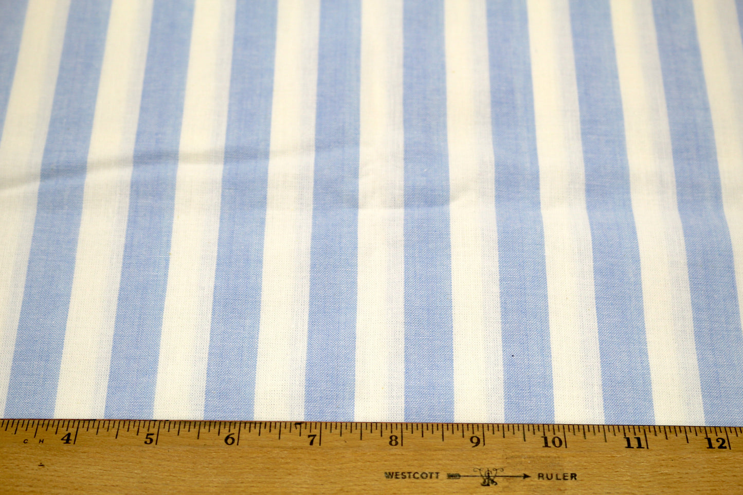 Blue and White Wide Striped Cotton Fabric 62" x 2.5 yds