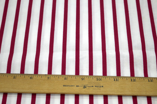 Fuchsia and White Striped Shirting Cotton Fabric 44" wide
