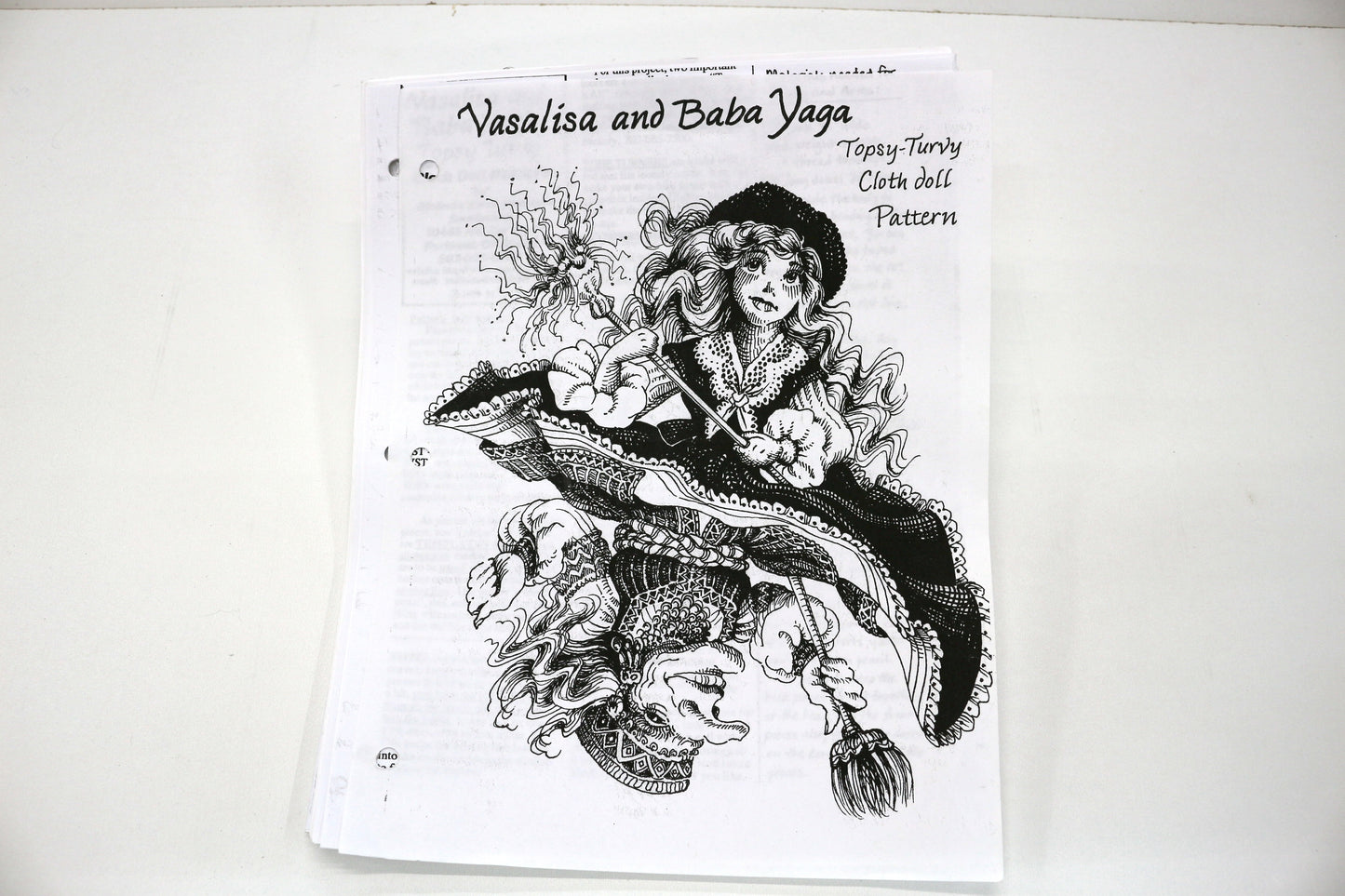 Baba Yaga and Vasalisa Dyad Doll Sewing Pattern, Topsy Turvy Doll