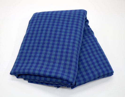 Handsome Blue Gingham Wool Blend Fabric 66" x 3 yds