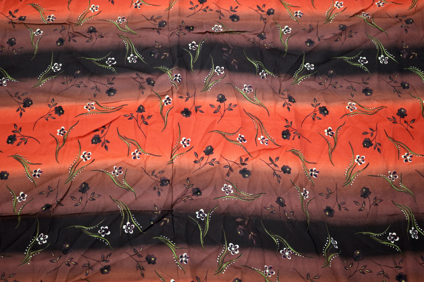Red & Black Floral Design Rayon Blend Fabric - 52" x 1 yd
