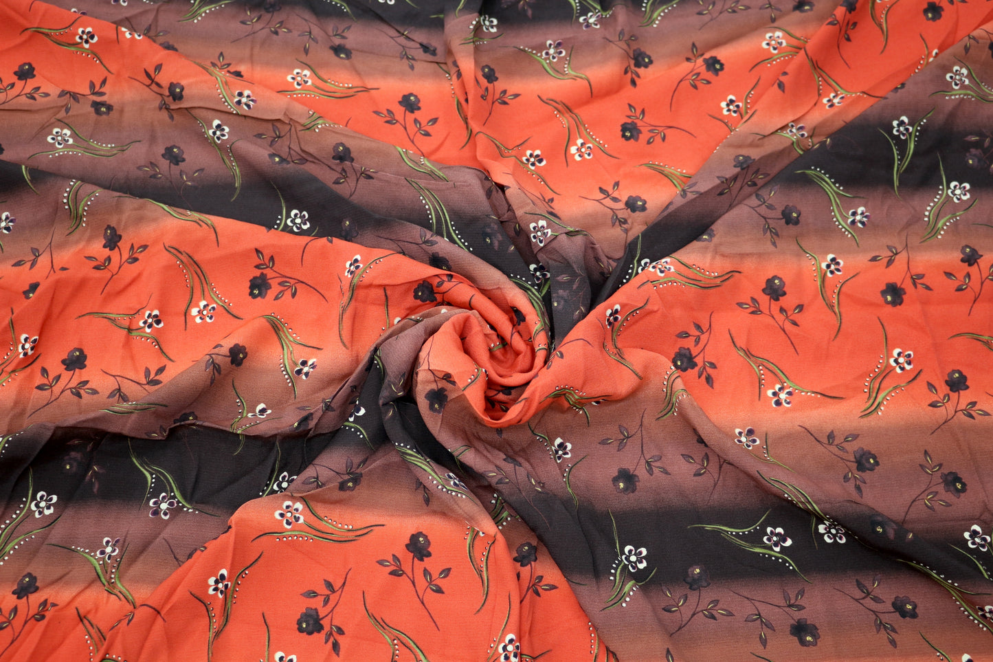 Red & Black Floral Design Rayon Blend Fabric - 52" x 1 yd
