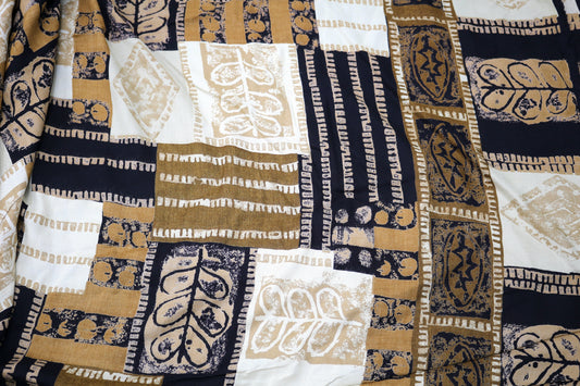 Beige and Black Design Cotton Blend Fabric - 56" wide - Sold by the yard