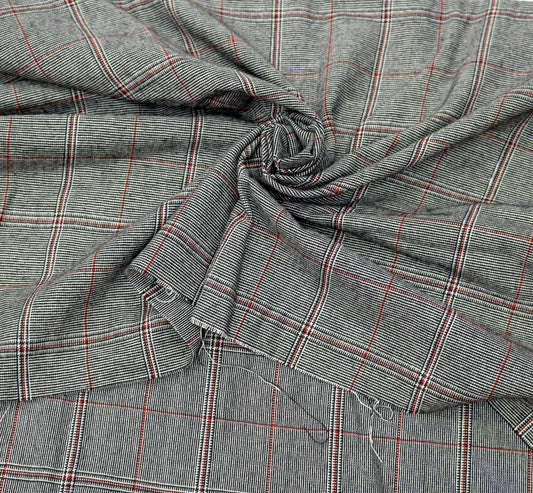 Gray with Red Line Wool Blend Fabric 60" x 2 yds