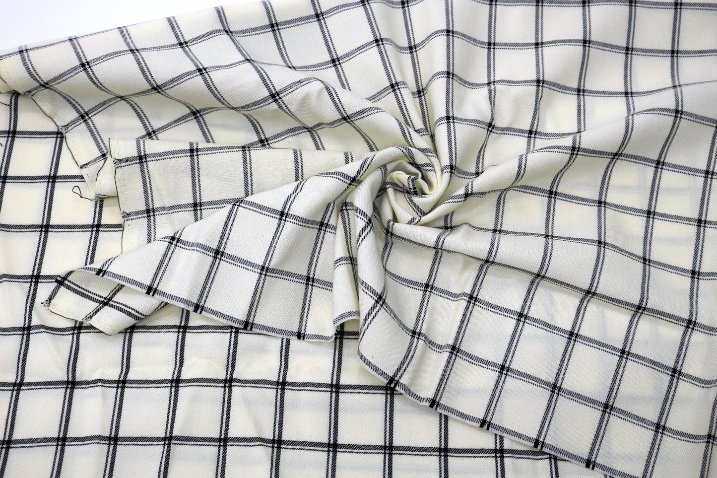 Cream with Black Cubes Wool Blend Fabric 56" x 2 yds
