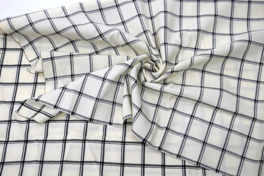 Cream with Black Cubes Wool Blend Fabric 56" x 2 yds