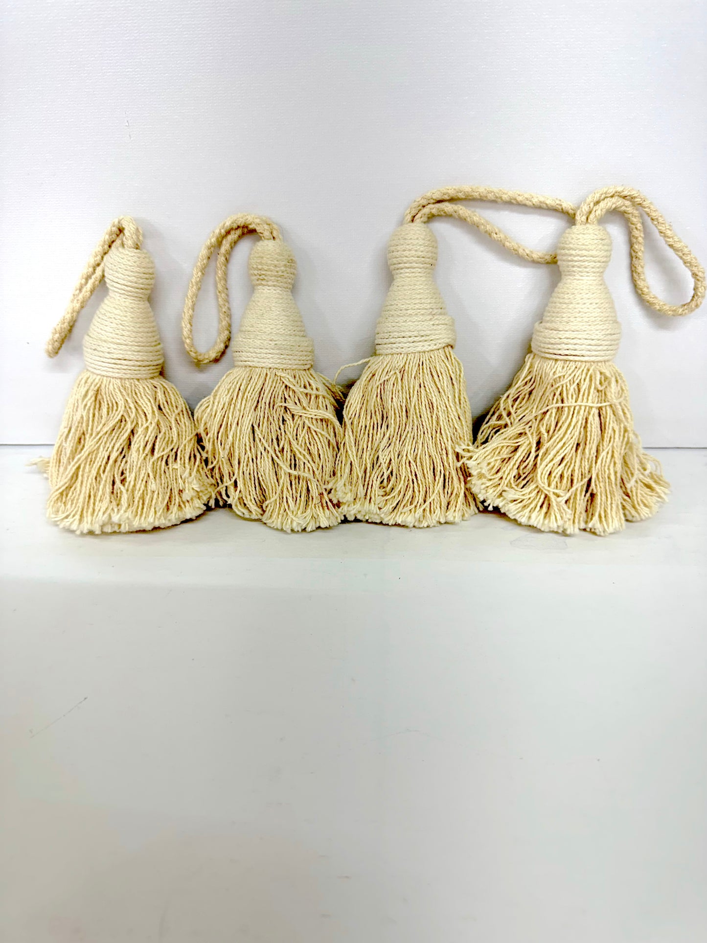 Set of 4 Cream Tassels — Perfect for Crafts, Decor & DIY Projects