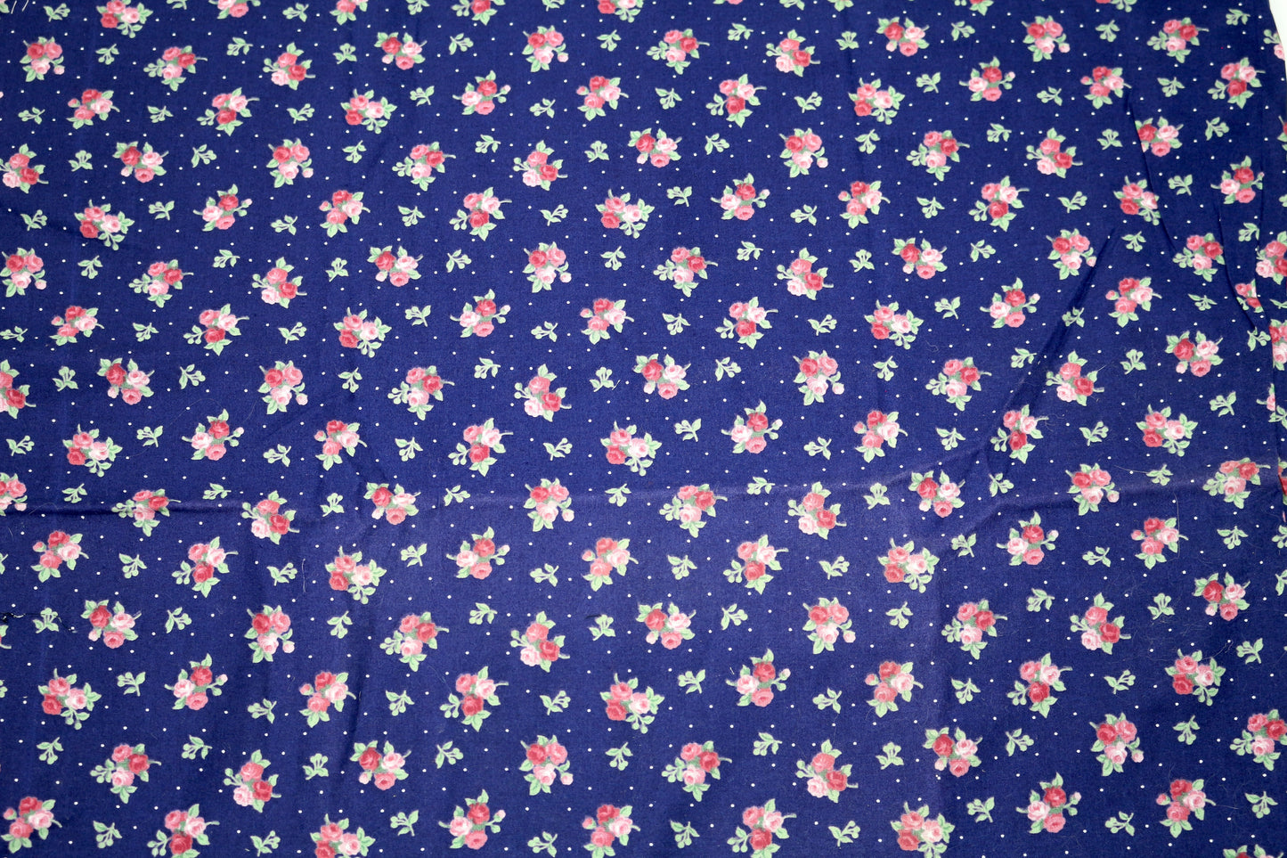 Flower Bouquet on Blue Cotton Fabric (sunstain) 1yd