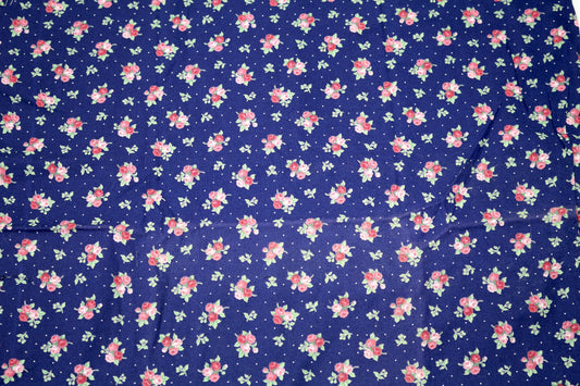 Flower Bouquet on Blue Cotton Fabric (sunstain) 1yd