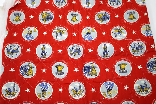 Early American Themed Fabric - Quilted - 44" x 1 yd