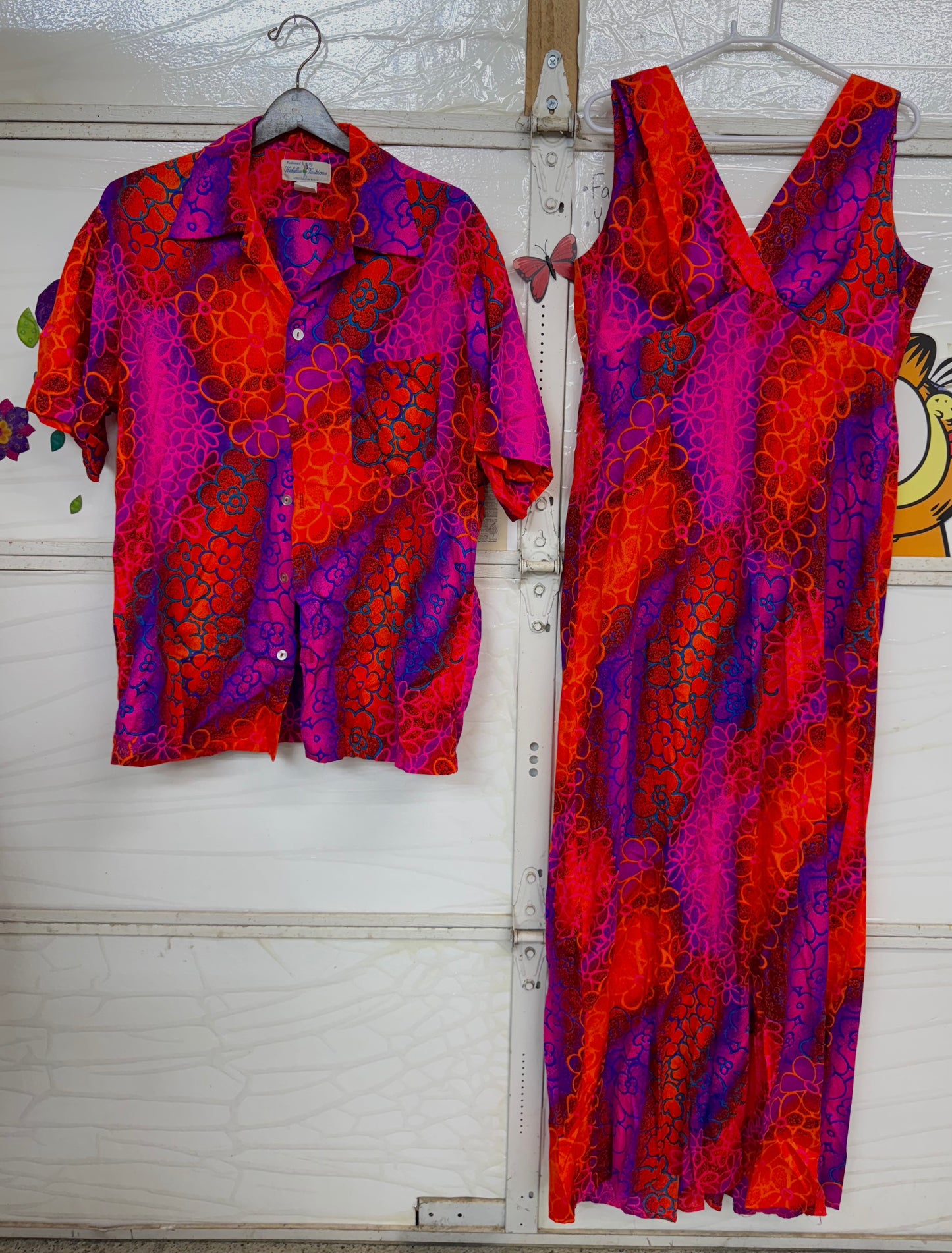 Bright Hawaiian Dress + Men’s Shirt Set — Size 16 (Fits a Modern Large) — Total Bikini Bottom Vibes