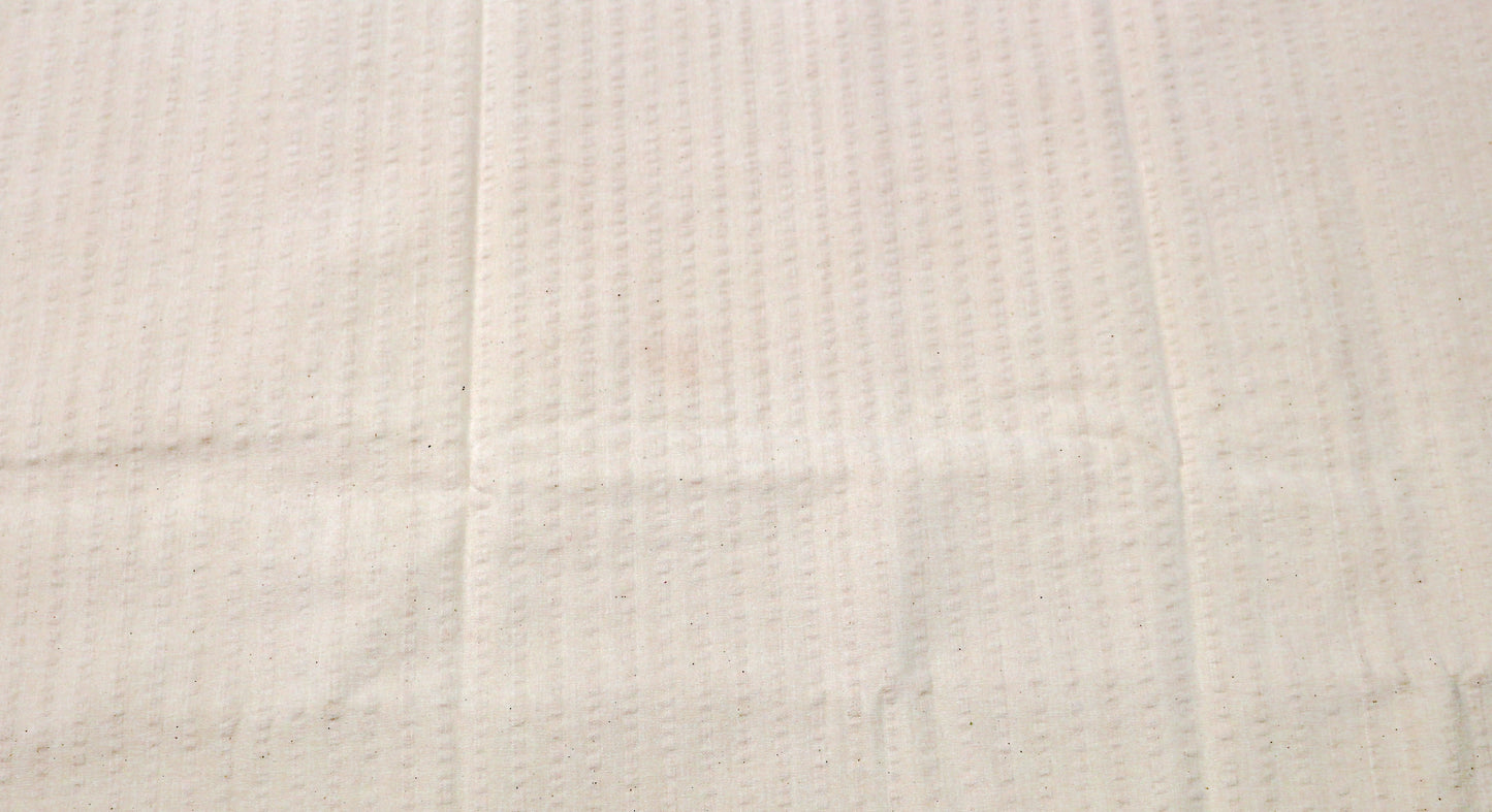 Beige Cotton with Seersucker Stripes Fabric 56" x 1 yd