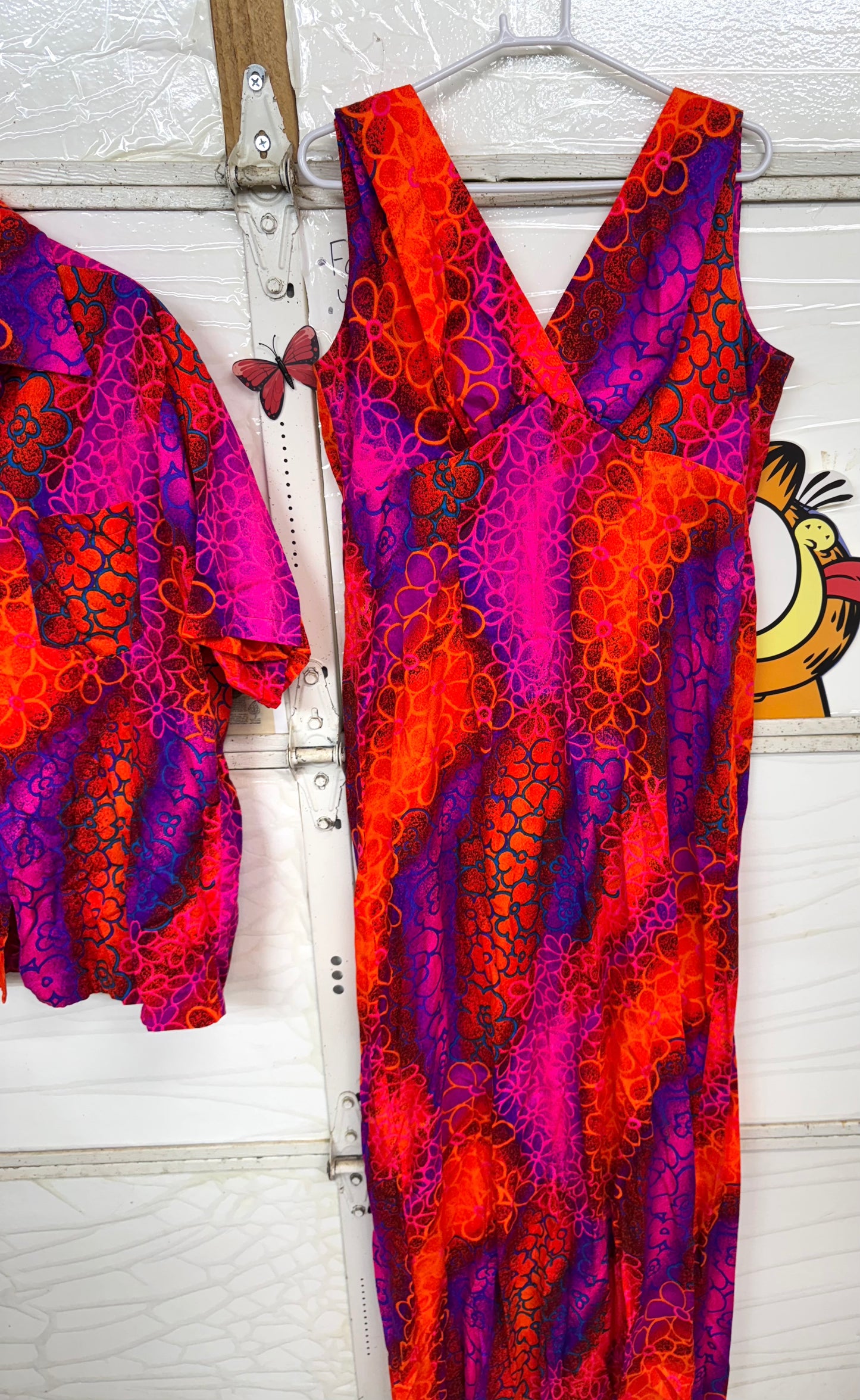 Bright Hawaiian Dress + Men’s Shirt Set — Size 16 (Fits a Modern Large) — Total Bikini Bottom Vibes