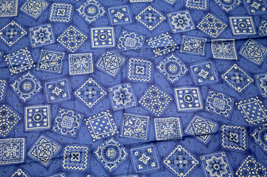 Blue Hanky Cotton Fabric 3/4yd