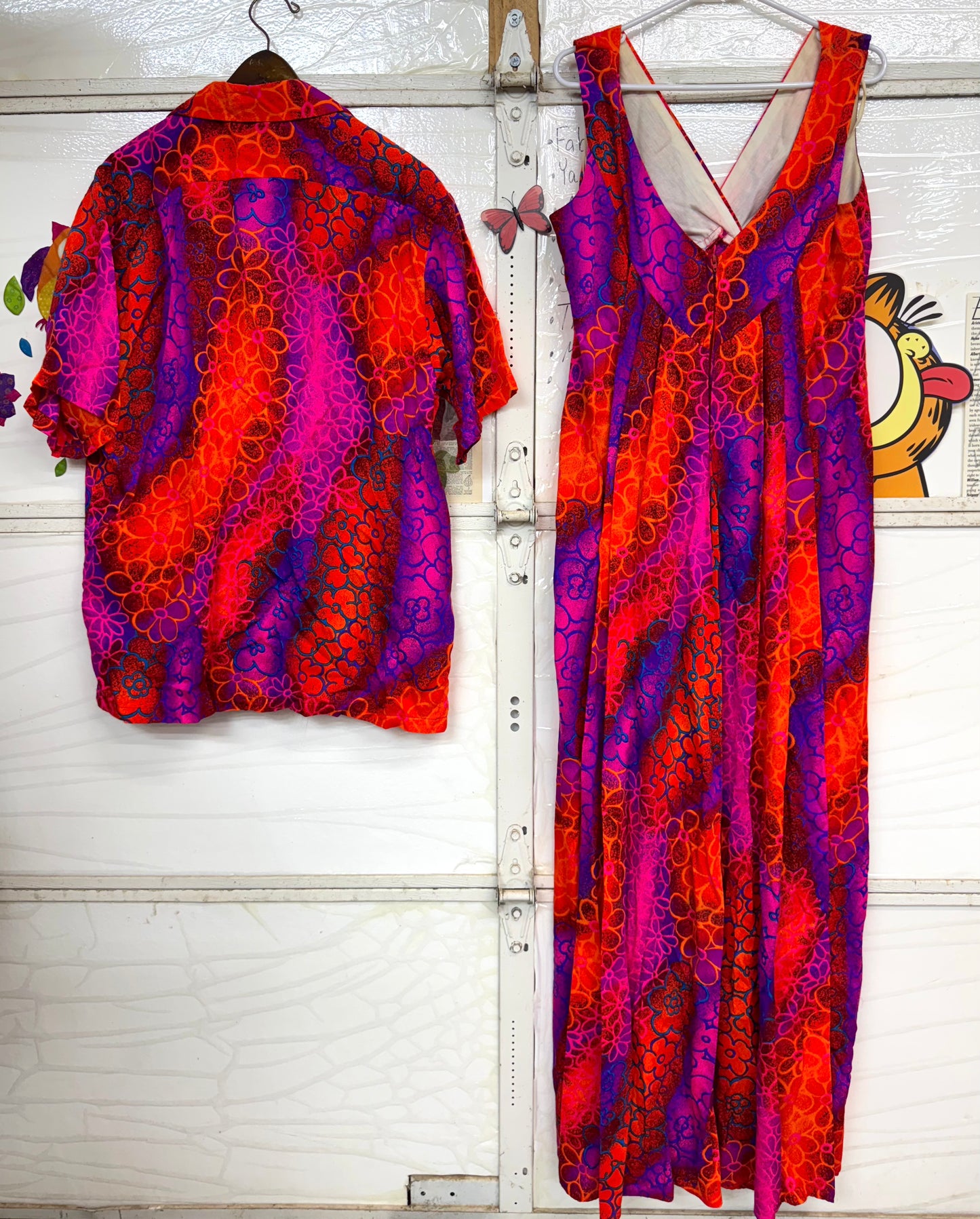 Bright Hawaiian Dress + Men’s Shirt Set — Size 16 (Fits a Modern Large) — Total Bikini Bottom Vibes