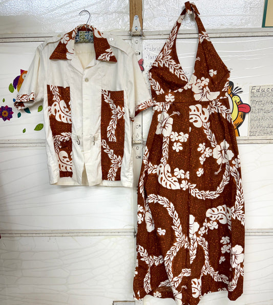 Vintage Hawaiian Dress and Mens Shirt — Size 16 (Best for a Modern Large)