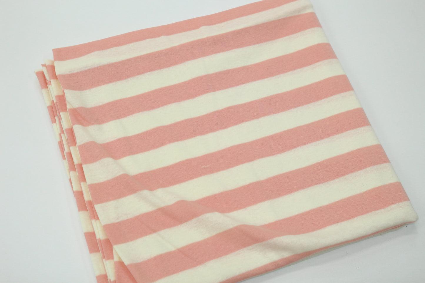 Peach and White Striped 2 way Knit Stretch Fabric - 33" x 1.5 yds
