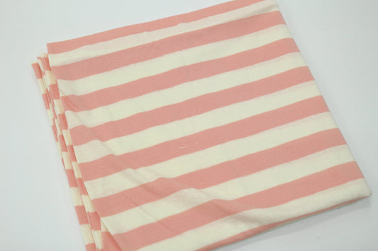 Peach and White Striped 2 way Knit Stretch Fabric - 33" x 1.5 yds