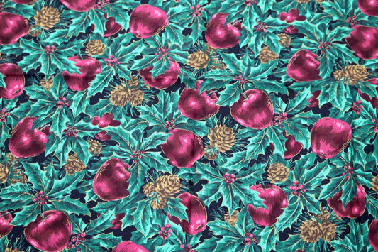 Holly and Apples Cotton Fabric 44" x 1 yd