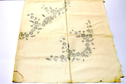 Vintage Cotton Tablecloth with Embroidery Design - Piece cut out-