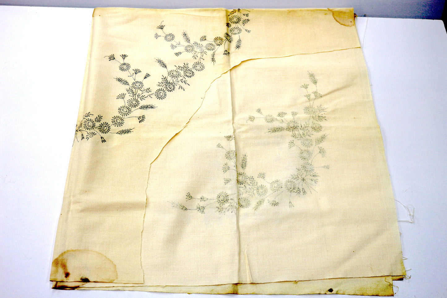 Vintage Cotton Tablecloth with Embroidery Design - Piece cut out-